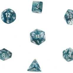 Dice<Slate with White: Lustrous Polyhedral Dice Set (7's) CHX 27490 - Miniature Marvels: Airplane Models & Painted Dice