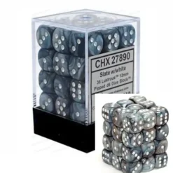 Dice<Slate with White: Lustrous 36d6 12mm Dice Block CHX 27890 - Miniature Marvels: Airplane Models & Painted Dice