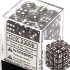 Dice<Smoke with White: Translucent 36d6 12mm Dice Block CHX 23808 - Miniature Marvels: Airplane Models & Painted Dice