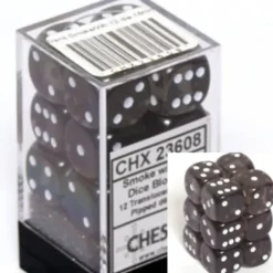 Dice<Smoke with White: Translucent 12d6 16mm Dice Set CHX 23608 - Miniature Marvels: Airplane Models & Painted Dice