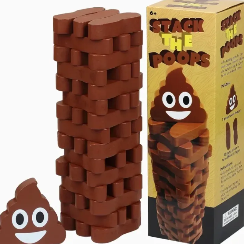 Egpull<STACK THE POOPS - Funny Classic Wood Block Stacking Tower Child Game Toy - Miniature Marvels: Airplane Models & Painted Dice