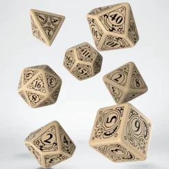 Dice<Steampunk Beige & Black Dice Set (7) QWS SSTE18 - Miniature Marvels: Airplane Models & Painted Dice
