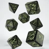 Dice<Steampunk Black & Glow-in-the-Dark Dice Set (7) QWS SSTE19 - Miniature Marvels: Airplane Models & Painted Dice