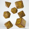 Dice<Steampunk Brown & Yellow Dice Set (7) QWS SSTE32 - Miniature Marvels: Airplane Models & Painted Dice