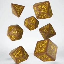Dice<Steampunk Brown & Yellow Dice Set (7) QWS SSTE32 - Miniature Marvels: Airplane Models & Painted Dice