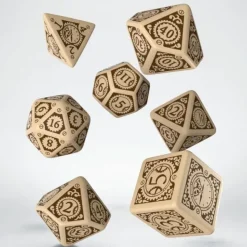 Dice<Steampunk Clockwork Beige & Brown Dice Set (7) QWS SSTC74 - Miniature Marvels: Airplane Models & Painted Dice