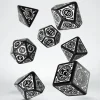 Dice<Steampunk Clockwork Black & White Dice Set (7) QWS SSTC05 - Miniature Marvels: Airplane Models & Painted Dice