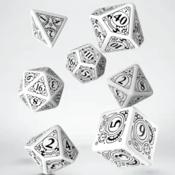 Dice<Steampunk White & Black Dice Set (7) QWS SSTE02 - Miniature Marvels: Airplane Models & Painted Dice