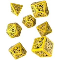 Dice<Steampunk Yellow & Black Dice Set (7) QWS SSTE13 - Miniature Marvels: Airplane Models & Painted Dice
