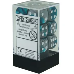 Dice<Steel-Teal / White: Gemini 12d6 16mm Dice Set CHX 26656 - Miniature Marvels: Airplane Models & Painted Dice