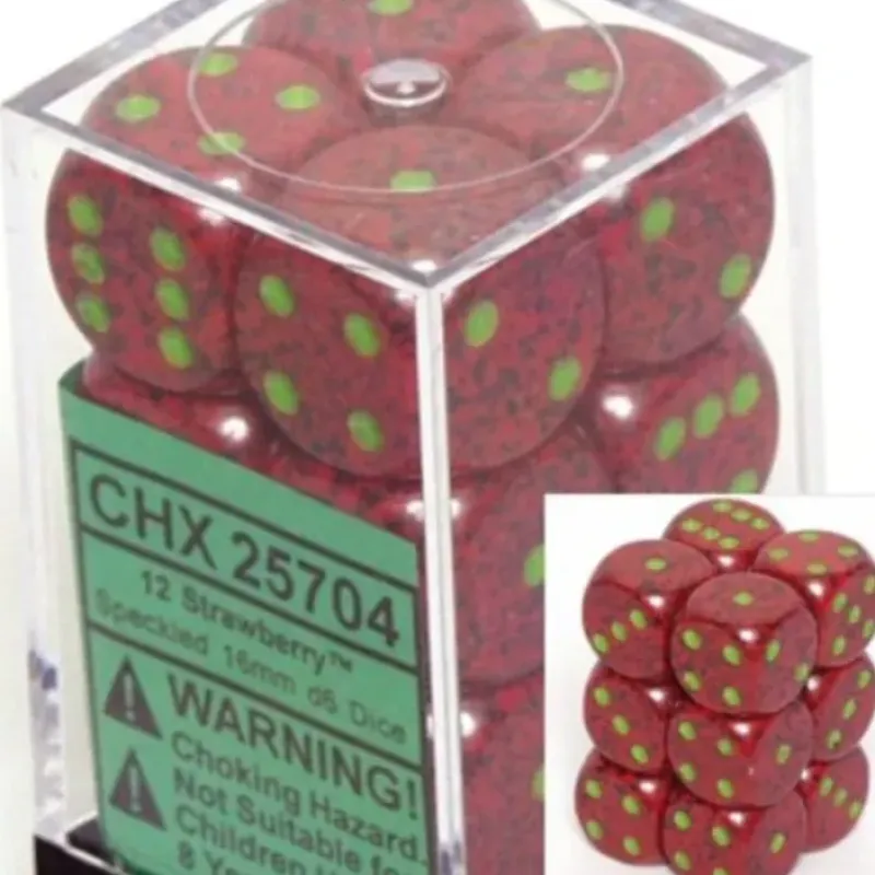 Dice<Strawberry: Speckled 12d6 16mm Dice Set CHX 25704 - Miniature Marvels: Airplane Models & Painted Dice