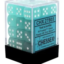 Dice<Teal / White: Frosted 36d6 12mm Dice Block CHX 27805 - Miniature Marvels: Airplane Models & Painted Dice