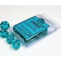 Dice<Teal / White: Translucent d10 Dice Set (10's) CHX 23285 - Miniature Marvels: Airplane Models & Painted Dice
