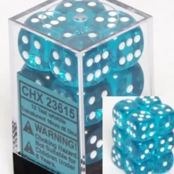 Dice<Teal with White: Translucent 12d6 16mm Dice Set CHX 23615 - Miniature Marvels: Airplane Models & Painted Dice