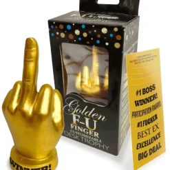 Egpull<The GOLDEN F-U Middle Finger Desk Tropy Award - Customizable! Party GaG Gift - Miniature Marvels: Airplane Models & Painted Dice