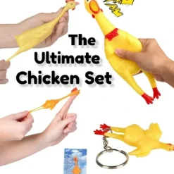 Egpull<The Ultimate Chicken Set - 4 Assorted Rubber Chicken - GaG Prank Joke Funny Gift - Miniature Marvels: Airplane Models & Painted Dice