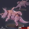 Miniature<Triceratops Attacking With Mount - Miniature Marvels: Airplane Models & Painted Dice