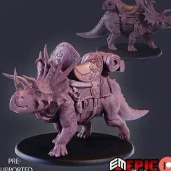 Miniature<Triceratops Walking With Mount - Miniature Marvels: Airplane Models & Painted Dice