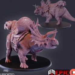 Miniature<Triceratops With Mount - Miniature Marvels: Airplane Models & Painted Dice