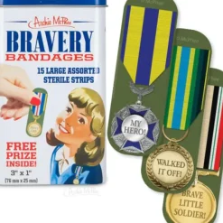Egpull<Trophy Bravery Award Bandages in Cute Collectible Tin - Band-Aids Archie McPhee - Miniature Marvels: Airplane Models & Painted Dice