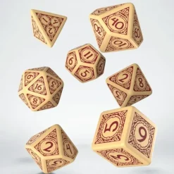 Dice<Viking Beige & Burgundy Dice Set (7) QWS SVIK87 - Miniature Marvels: Airplane Models & Painted Dice
