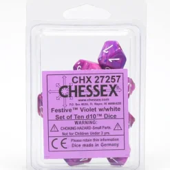 Dice<Violet / White: Festive d10 Dice Set (10's) CHX 27257 - Miniature Marvels: Airplane Models & Painted Dice