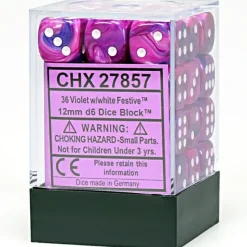 Dice<Violet / White: Festive 36d6 12mm Dice Block CHX 27857 - Miniature Marvels: Airplane Models & Painted Dice