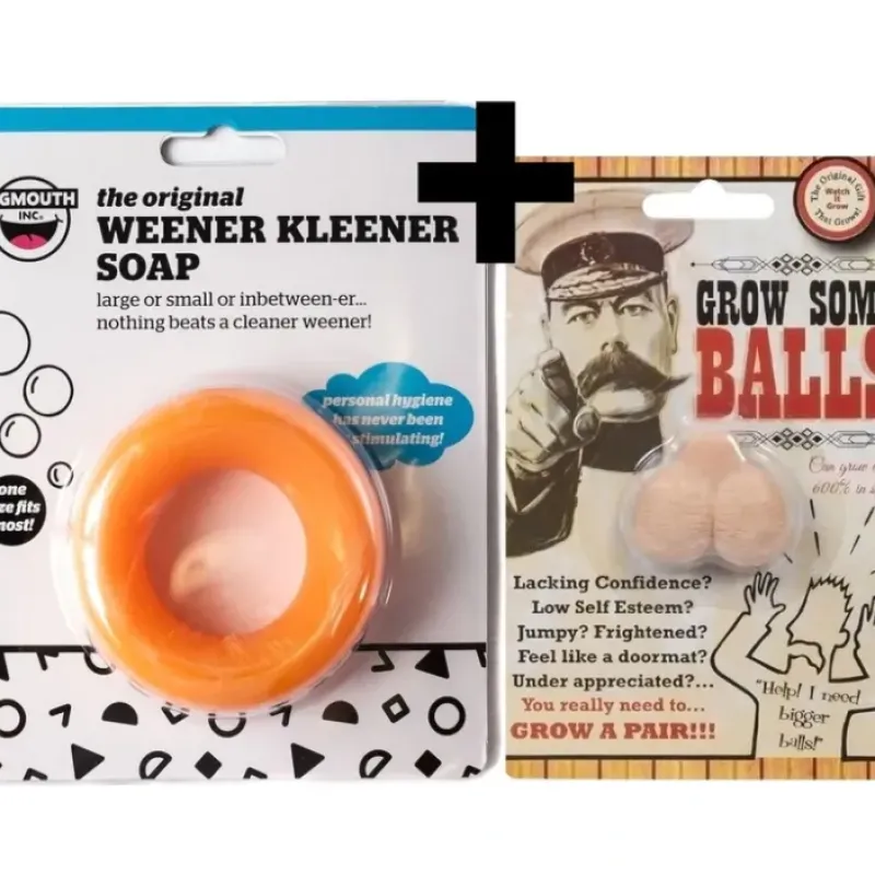 Egpull<Weener Kleener Cleaner Willy Pecker Soap + 1 Grow Pair of Balls ~ COMBO SET - Miniature Marvels: Airplane Models & Painted Dice