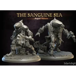 Miniature<Wereshark Male Guarding - Miniature Marvels: Airplane Models & Painted Dice