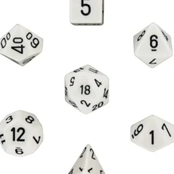 Dice<White with Black: Opaque Polyhedral Dice Set (7's) CHX 25401 - Miniature Marvels: Airplane Models & Painted Dice