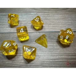 Dice<Yellow / White: Translucent Polyhedral Die Set (7's) CHX 23072 - Miniature Marvels: Airplane Models & Painted Dice
