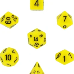 Dice<Yellow with Black: Opaque Polyhedral Dice Set (7's) CHX 25402 - Miniature Marvels: Airplane Models & Painted Dice