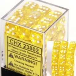 Dice<Yellow with White: Translucent 36d6 12mm Dice Block CHX 23802 - Miniature Marvels: Airplane Models & Painted Dice